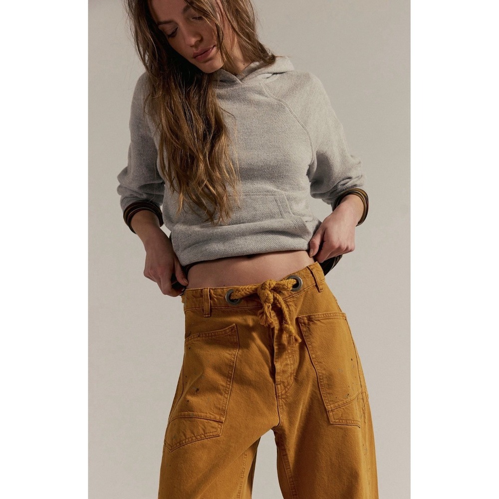 We‎ The Free Moxie Pull-On Barrel Boyfriend Jeans Tangerine Peel Size 29 NWOT - Picture 5 of 5